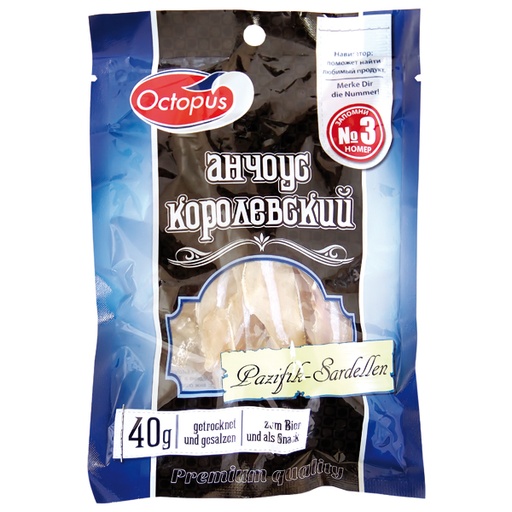 Snack van Atlantische ansjovis, gezouten en gedroogd.