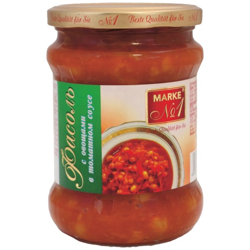 Белая фасоль с овощами, в томатном соусе