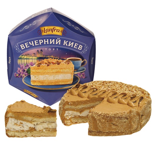 Luchtige taart met gekarameliseerde gezoete condensmelk en g