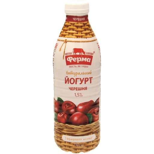 Питьевой йогурт со вкусом вишни, не менее 1,7% жира в молоке