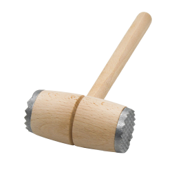 Houten hamer met twee metalen opzetstukken 28cm