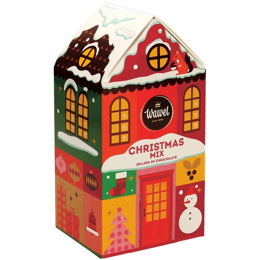 Gelebonbons in chocolade "Kerstmix huis"