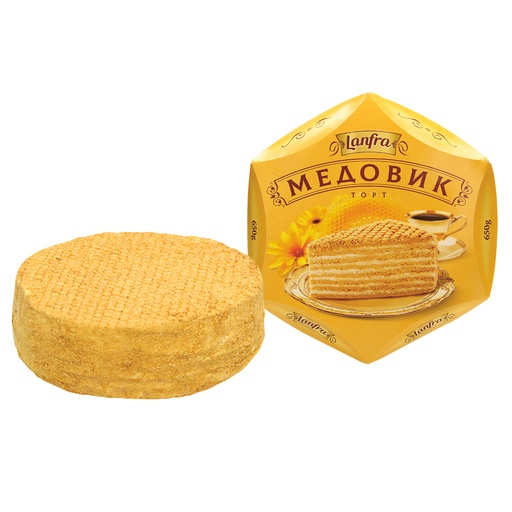 Laagjesgebak met 56% roomvulling en 5,2% honing, diepgevrore