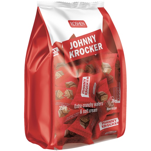 Johnny Krocker choco Wafelbrood met cacao-vulling 49%, in ca
