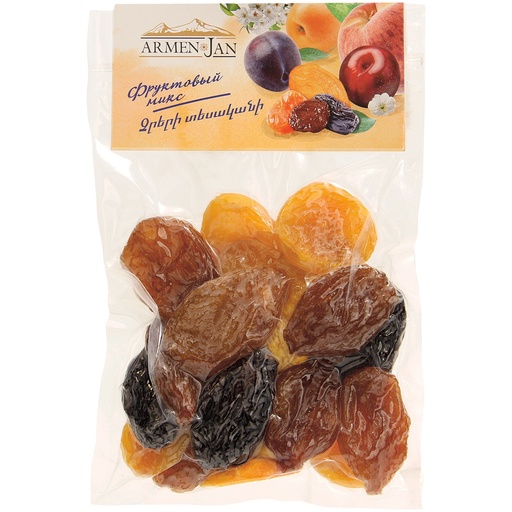 Mengsel van gedroogde abrikozen, rode droogoessen, blauwe za