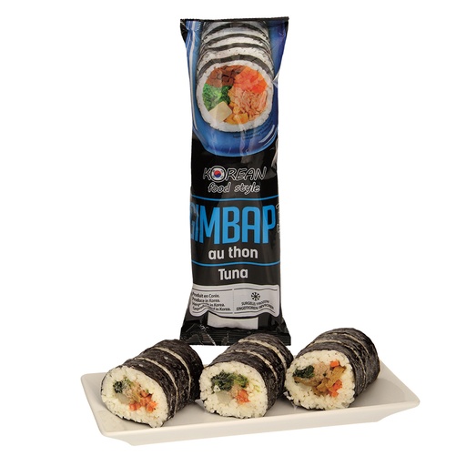 Bevroren Gimbap met tonijn. Diepvriesproduct.