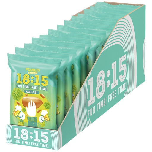 Gepelde pinda's, geroosterd, met wasabismaak.