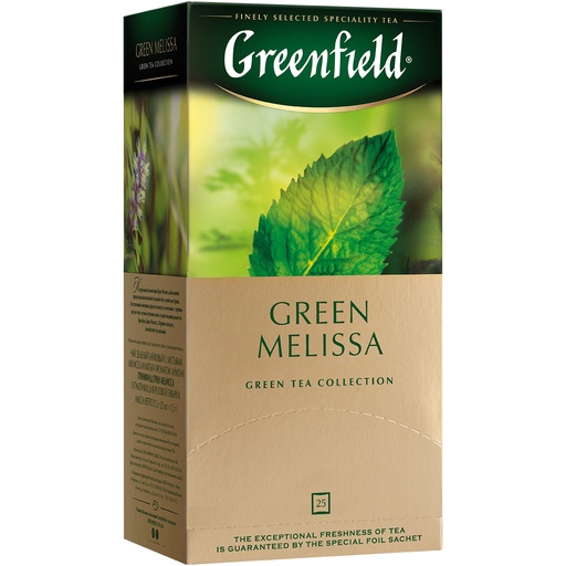 Groene thee met citroenmelisse en munt "Greenfield Green Melissa", gearomatiseerd – Citroen