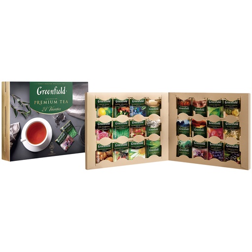 Set van 24 smaken Greenfield thee. Thee assortiment van vers