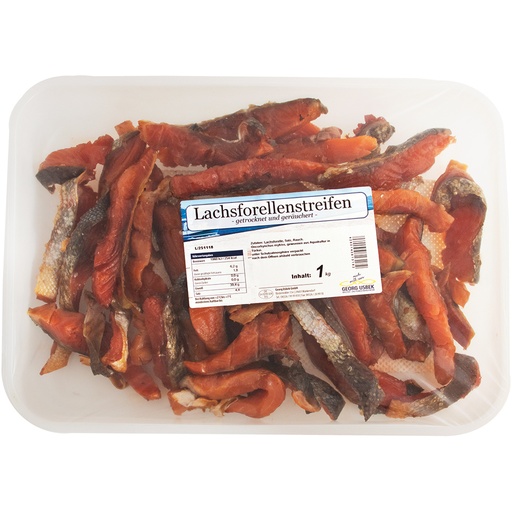 Gedroogde en gerookte zalmforellenrepen