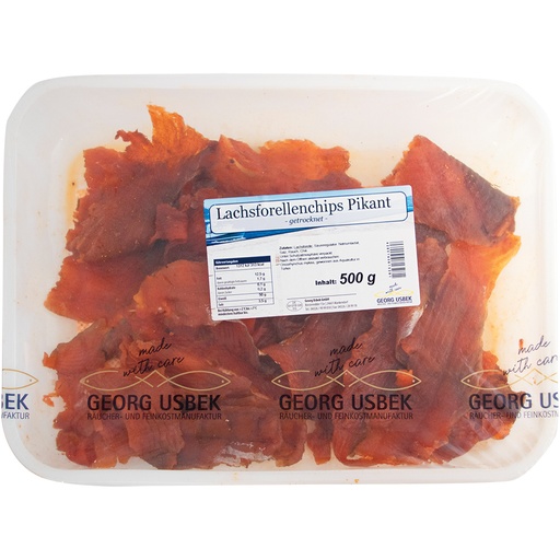 Gedroogde pittige zalmforellenchips