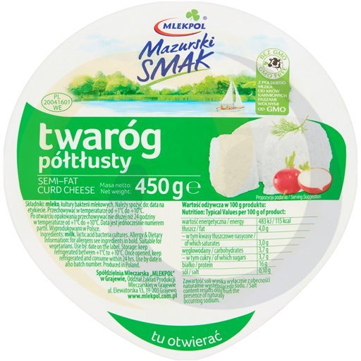 Mlekpol Mazurski Smak Halfvolle Kwark 450 g