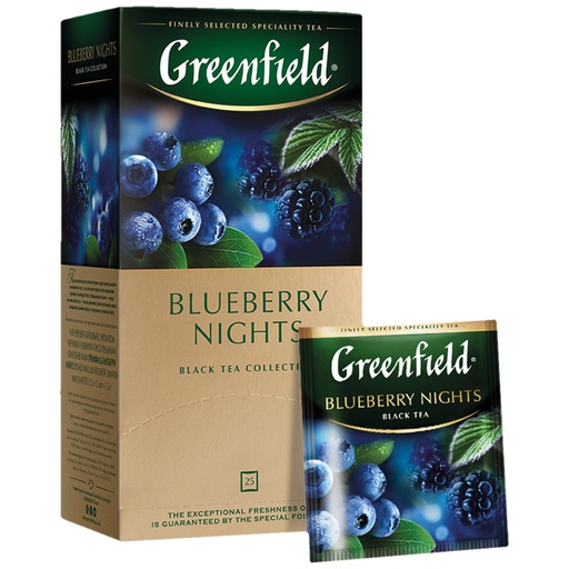 Чай чёрный, с раст. доб.,аромат. "Greenfield Blueberry Night