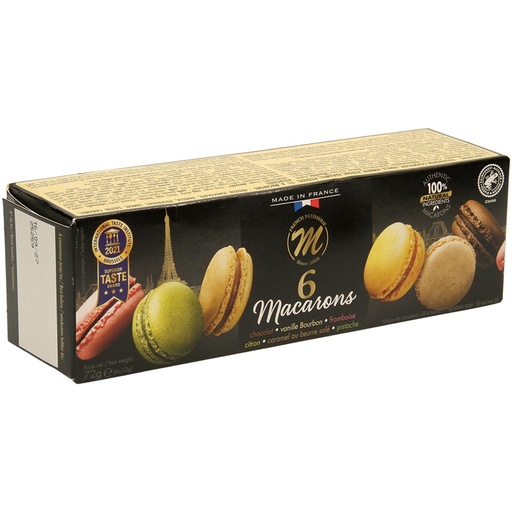 6 Macarons - Diepvries (Chocolade, Vanille, Framboos, Citroe