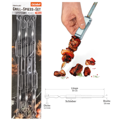 Grillspiesenset met schuifring, 6 stuks, 50 × 1 cm