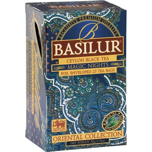 Basilur Magic Nights Zwarte Ceylon Thee, gearomatiseerd - Aardbei, Abrikoos, Ananas, Papaja.