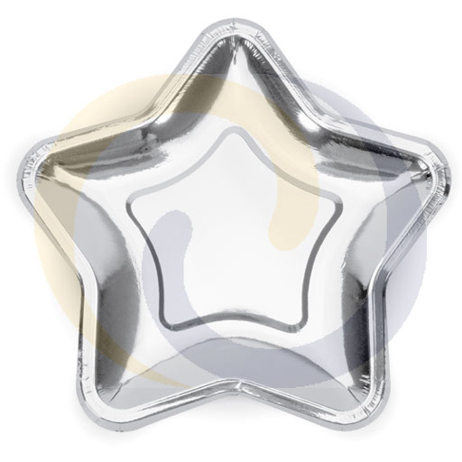 Zilveren Ster Borden 18cm 6st PartyDeco