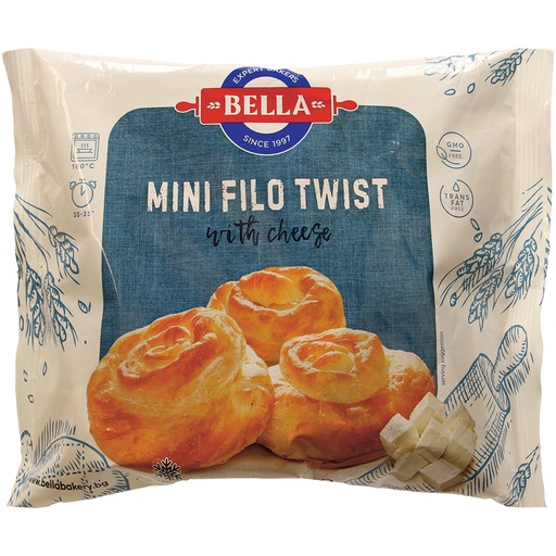Mini-filo-deegrolletjes met vulling van kaas, diepgevroren
