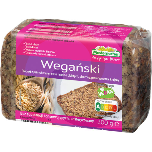 Mestemacher vegan volkorenbrood 300g/9stuks Benus