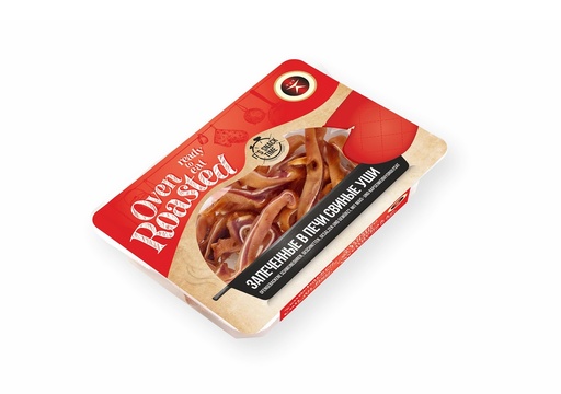 In de oven gebakken varkensooren, gesneden, gezouten