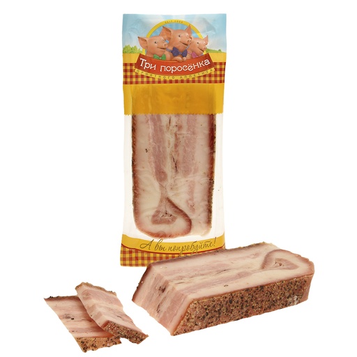 Gekookte varkenswangen met knoflook en peper, gezouten "Salo