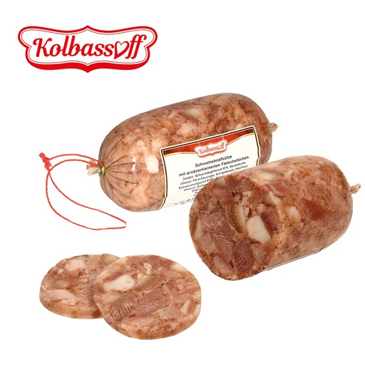 Varkenskopgelei met grofgehakte stukjes vlees