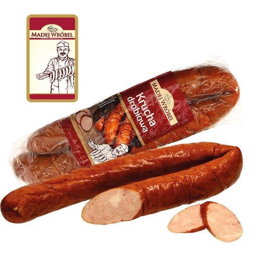 Вареная колбаса из мяса домашней птицы.