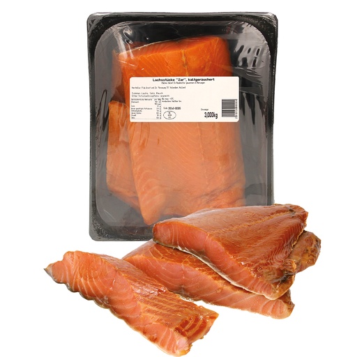 Zalmstukken (Salmo Salar), koudgerookt