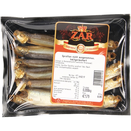 Sprotten (Sprattus Sprattus) niet uitgenomen, koud gerookt
