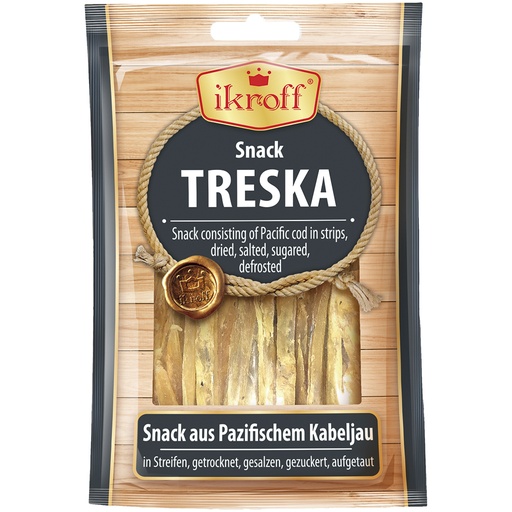 Закуска из трески соломкой, сухая и соленая, размороженная