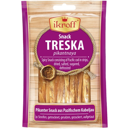 Пикантная закуска из трески соломкой, сухая и соленая, размо