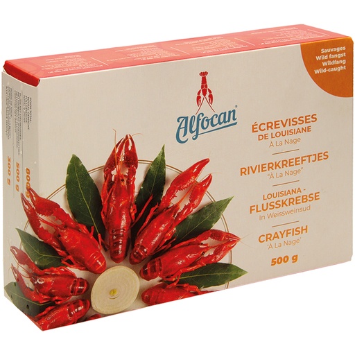Louisiana rivierkreeften in witte wijnbouillon, diepgevroren