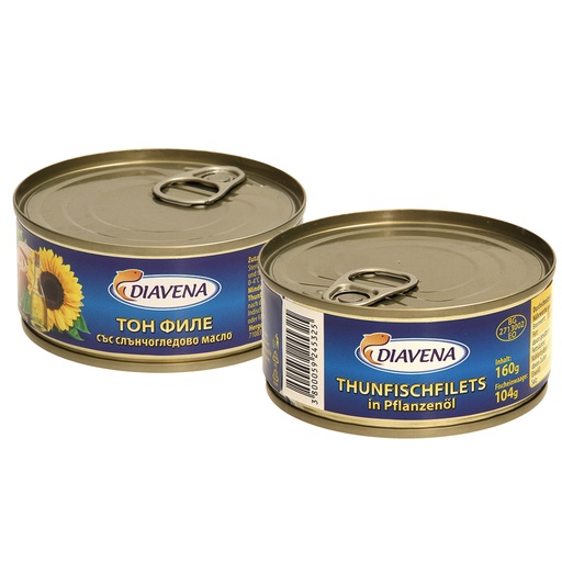 Tonijnfilets, in plantaardige olie.