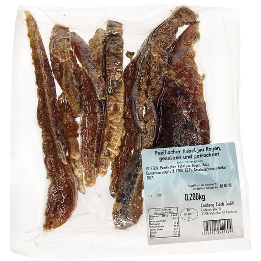 Pacific kabeljauw-roche (Gadus macrocephalus), gezouten en g