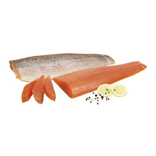 Zalmmietsfilet (Oncorhynchus mykiss) met huid, fijn gezouten
