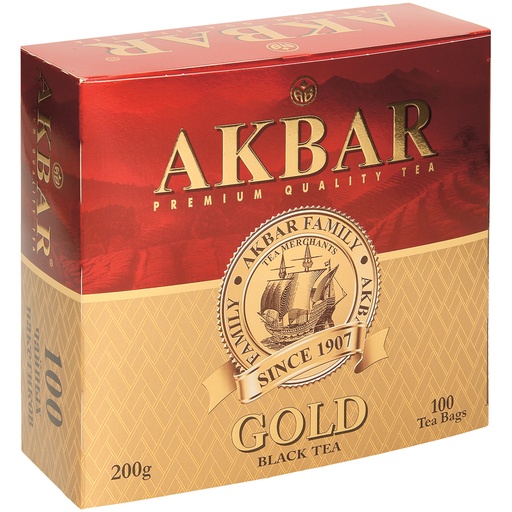 Чай АКБАР "ГОЛД" черный байховый мелкий 100 пак. с/я х 2 г.