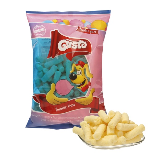 Geëxtrudeerde snack ""Pufuleti"" van maïsgries met kauwgomsm