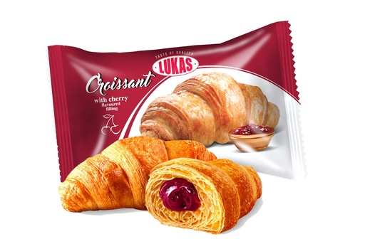 Bladerdeeggebak met een vulling van kersensmaak