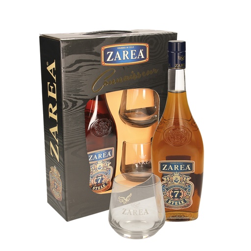 Алкогольный напиток "ZAREA 7 Stele Connaisseu" с двумя стака