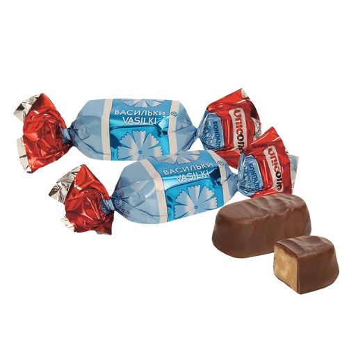 Fondantconfectie met melk smaak ""Vasilki"", omhuld met choc