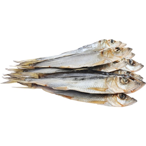 Capelin (Mallotus villosus), met hoofd, gedroogd en gezouten