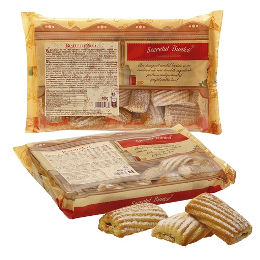 Zachte koekjes met 16% walnoot-pinda vulling met walnootsmaa