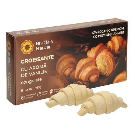 Bladerdeeg met 15% vulling met vanillesmaak, diepgevroren.