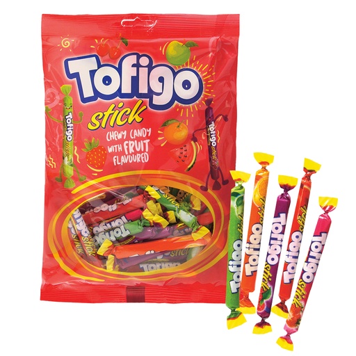 "Tofigo stick" mix van kauwgom met cola- en fruitsmaak