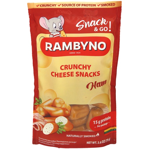 Smeltkaasbereiding "Rambyno" met gekookte ham, gerookt, 45% 
