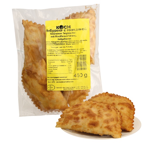 Gebakken deegwaren gevuld met rundvlees, diepgevroren.