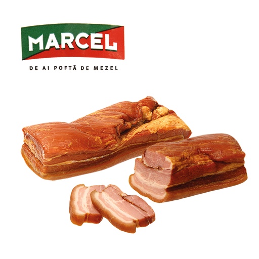 Varkensbuik spek met huid, gepekeld, gekookt en gerookt "Sun