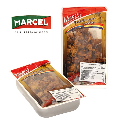 Varkenswangen zonder huid, gepekeld, in eigen vet gefrituurd