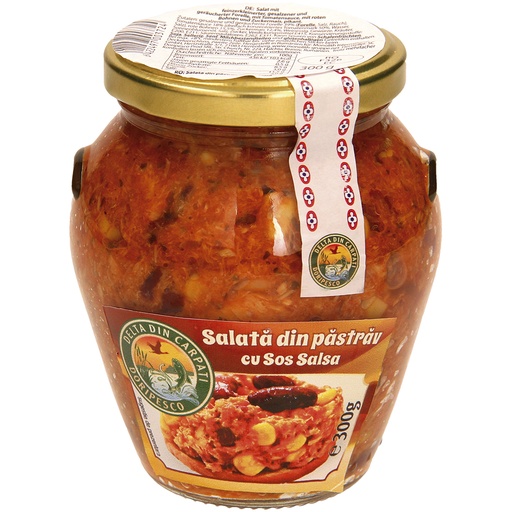 Салат с мелко-измельченной, соленой, копченой форелью в тома