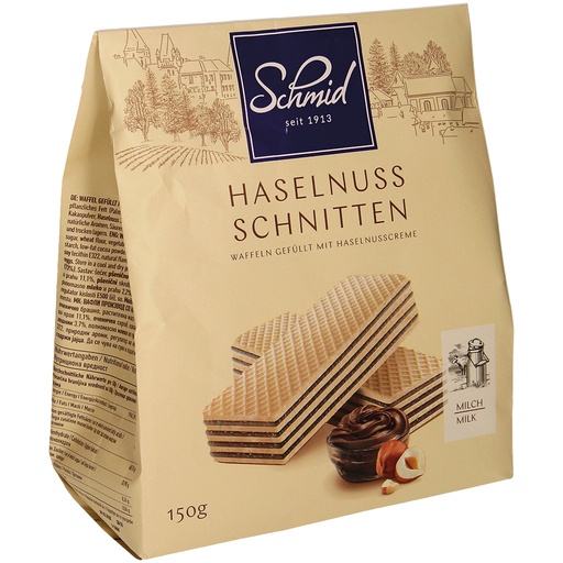 Wafels gevuld met hazelnootpasta 73%